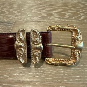 Brighton Brown Leather Belt with Gold Accent
